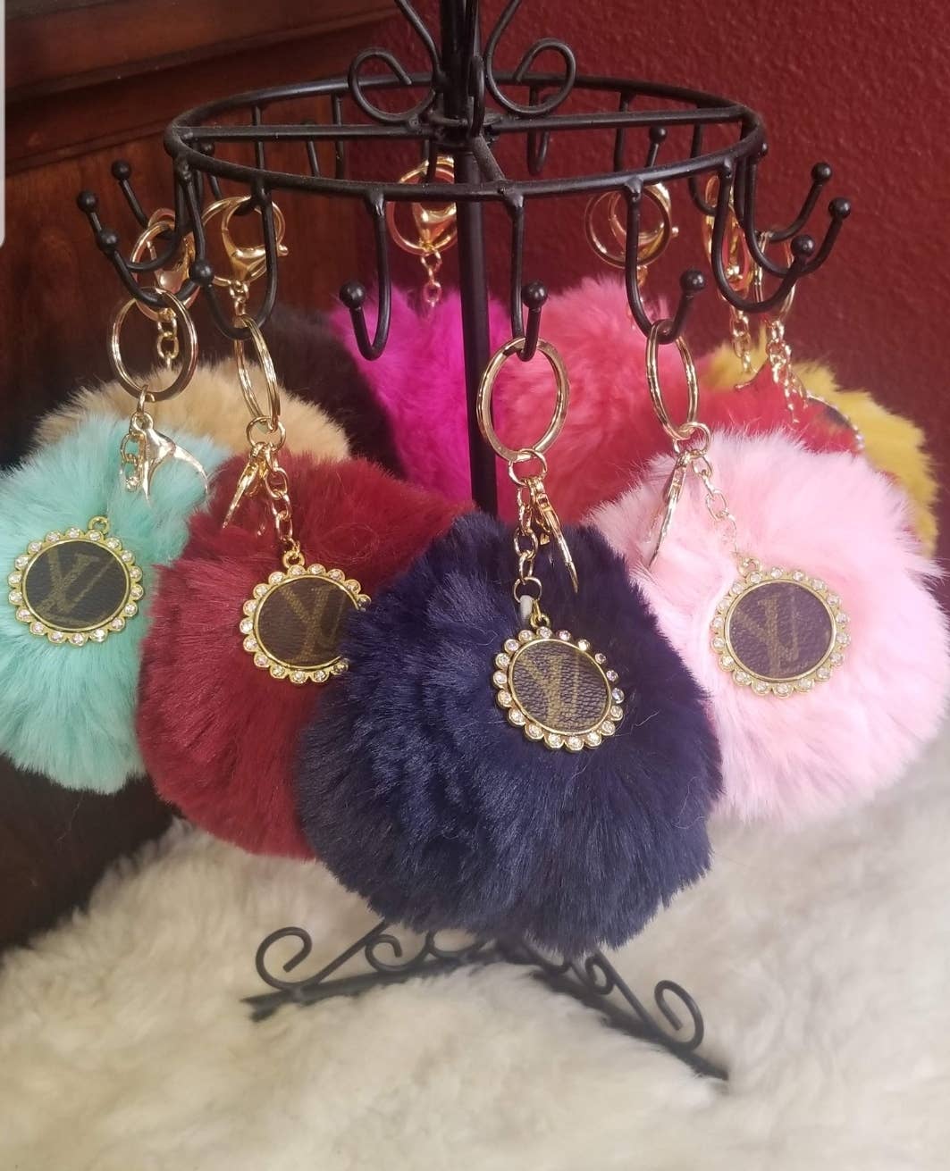LV pompom keychain