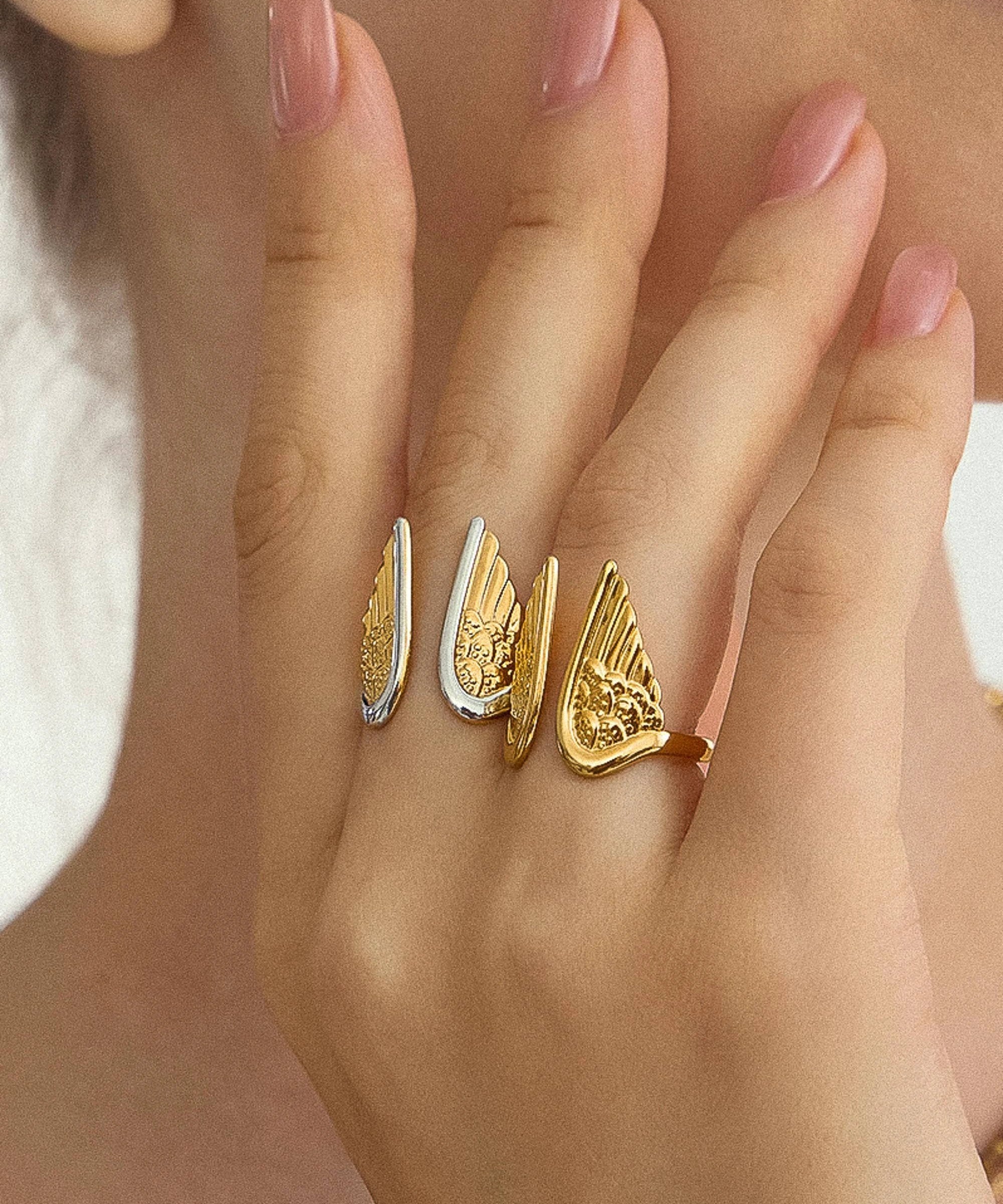 Silvane 18K Gold Non-Tarnish Angel Wing Ring Flânerie by MAIQ