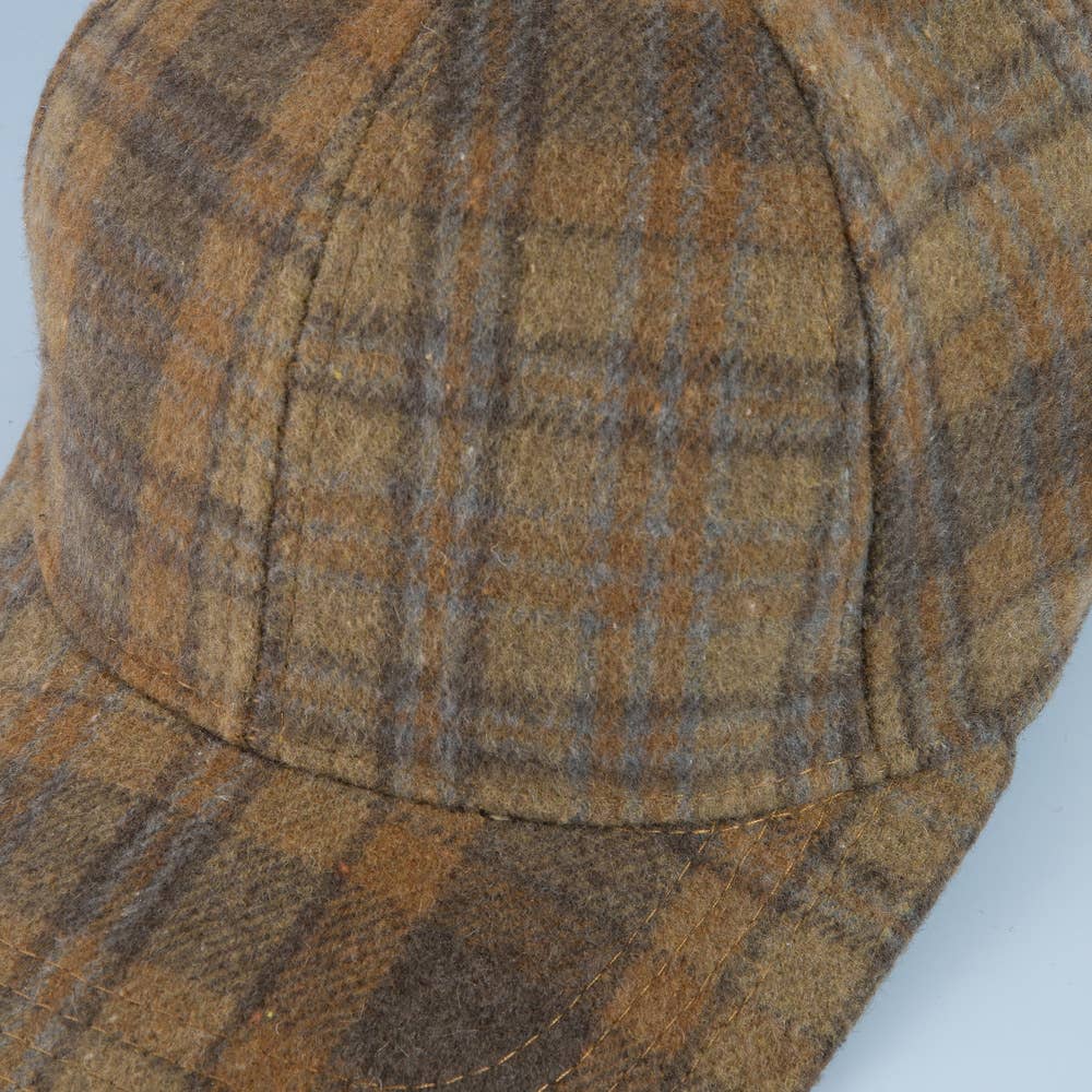 Windowpane Plaid Curved Brim Baseball Cap