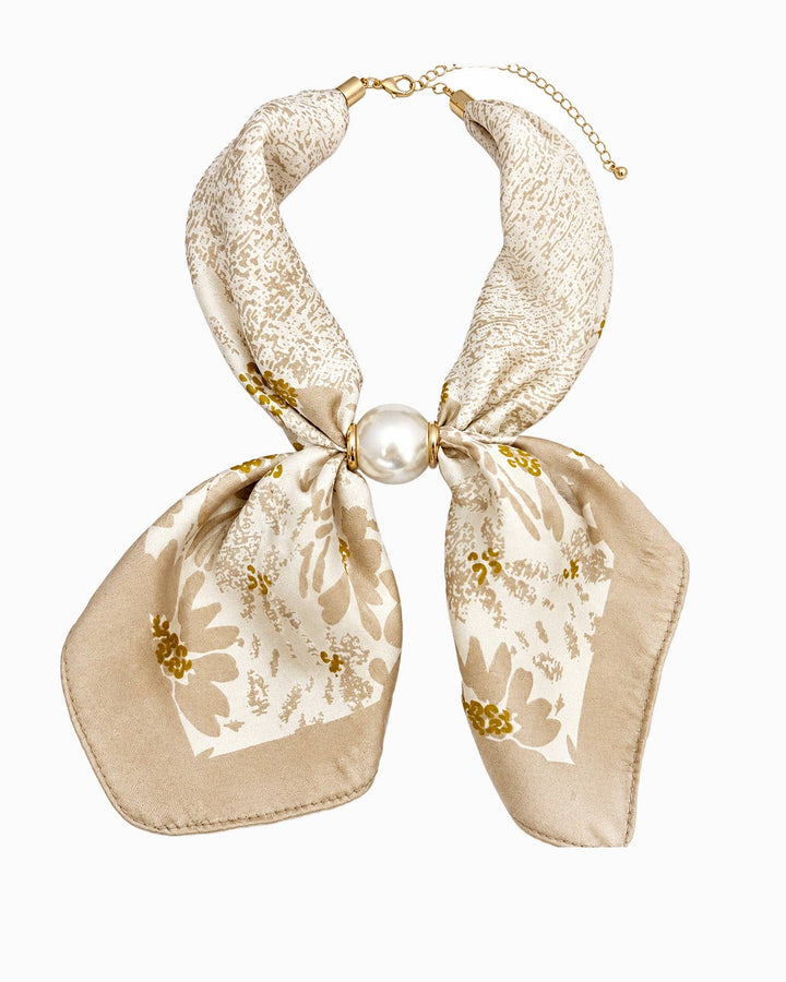 Pearl Accent Scarf Bow Necklace