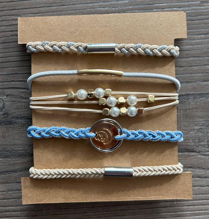Hair Tie Bracelet Sets: Plain Gold