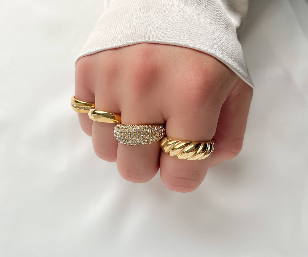 18k Gold Dome -Thin Dome Ring - Thick Band