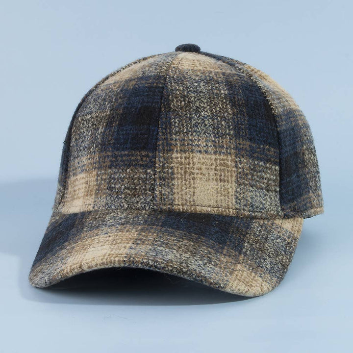 Shadow Plaid Curved Brim Baseball Cap