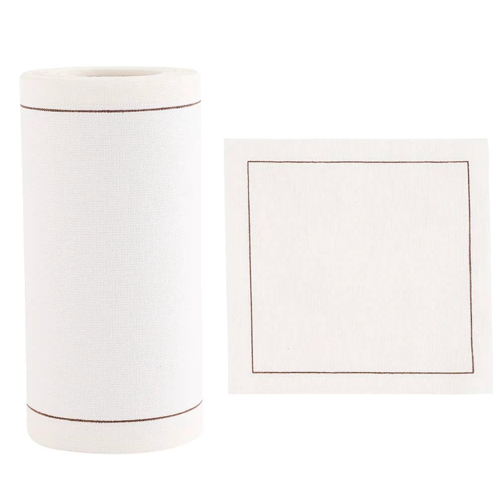 Solid White Rabbit Cocktail Napkin Gold Border