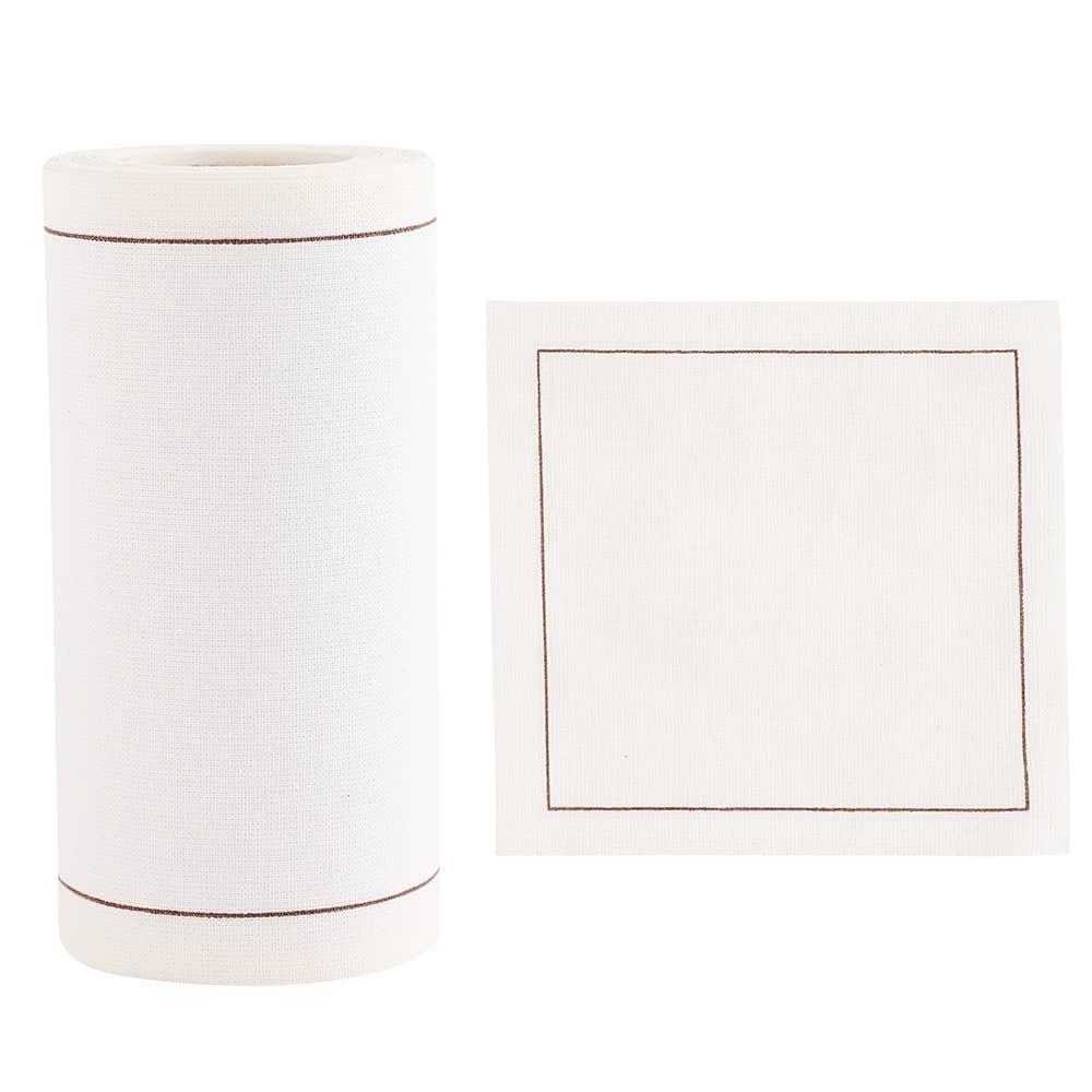Solid White Rabbit Cocktail Napkin Gold Border