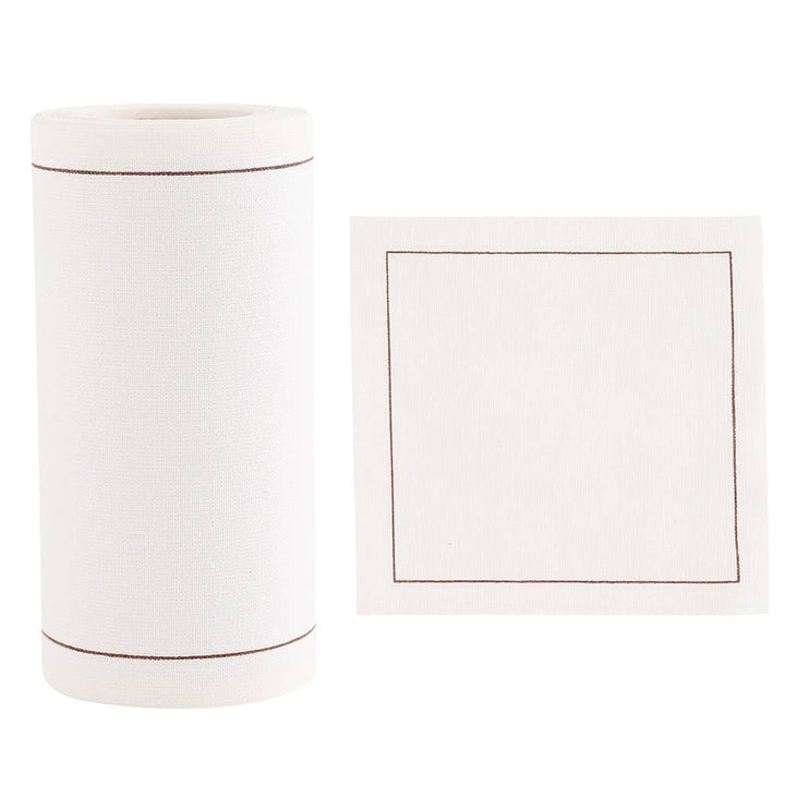 Solid White Rabbit Cocktail Napkin Gold Border