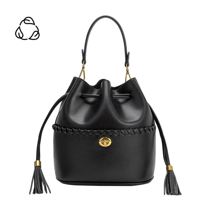 Janae Black Recycled Vegan Leather Top Handle Bag