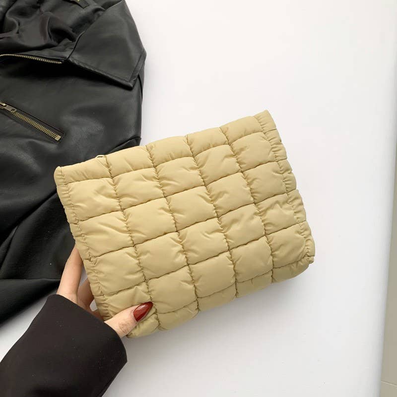 QUILTED PUFFY COSMETIC MAKEUP POUCH