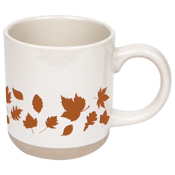 Orange Leaves Stoneware Coffee Mug - Fall Decor