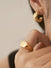 18K Gold Filled Hexagon ring, Gold Black Signet ring