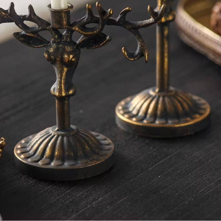 Antique Deer Antler Candle Holder