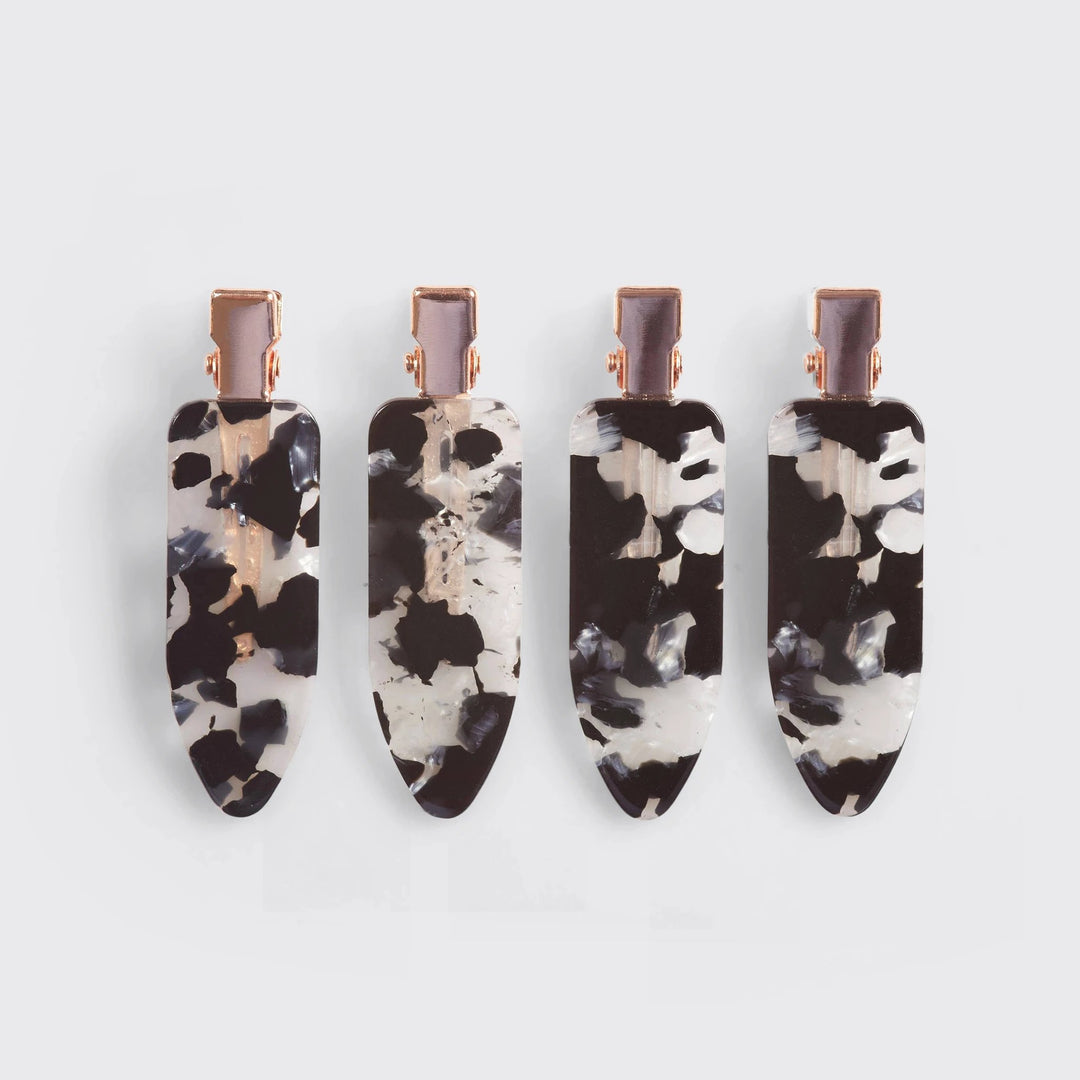 Creaseless clips 4pc set by KITSCH in eco-friendly black terrazzo