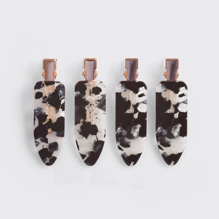 Creaseless clips 4pc set by KITSCH in eco-friendly black terrazzo