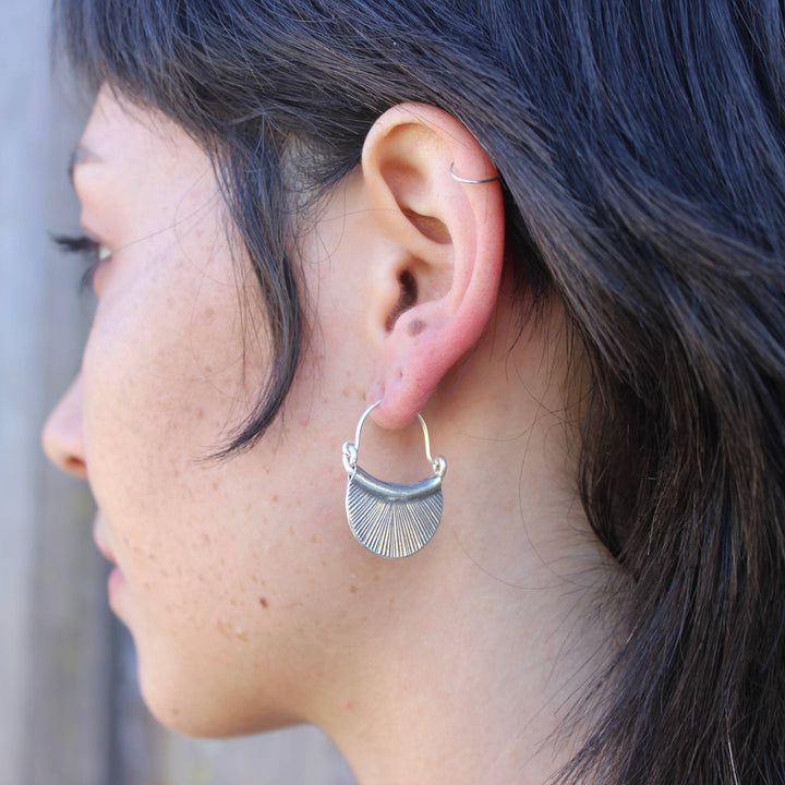 Hill Tribe Sterling Silver Etched Petal Earring