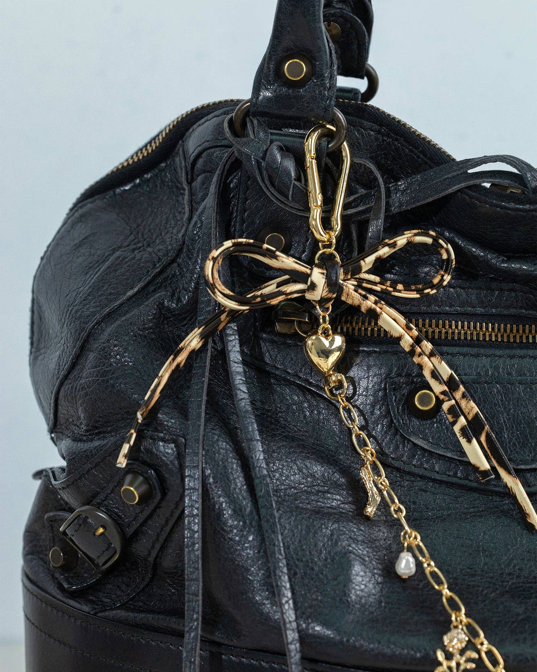 Leopard Bow Clip Bag Charm Sessori
