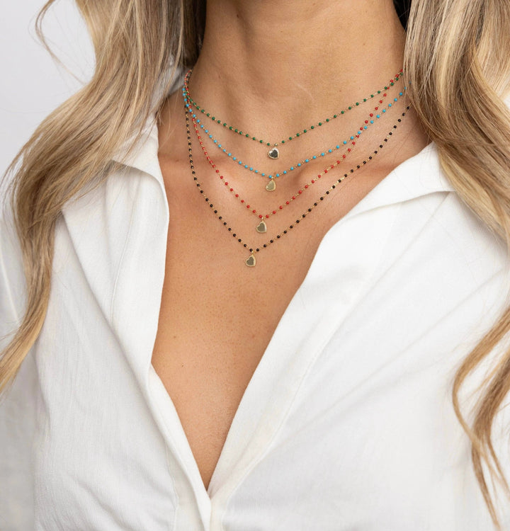 Elsa Mini Heart Necklace Green Sahira Jewelry Design