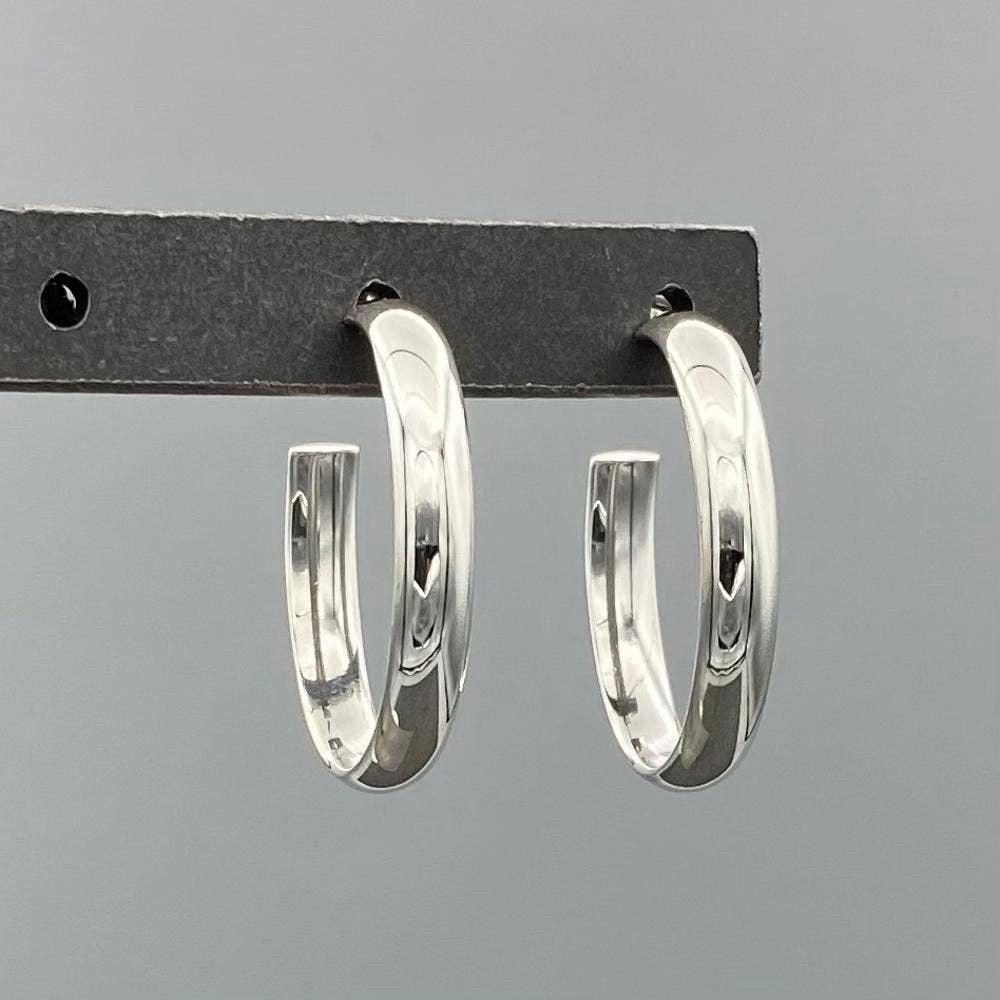 Large Oval Post Hoops - Sterling Silver