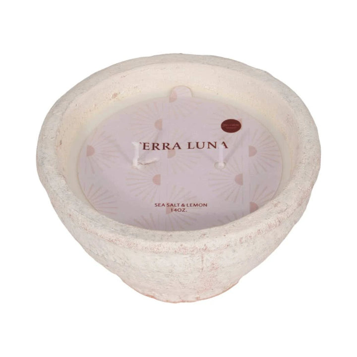 Ceramic Sea Salt and Lemon Bowl Candle - White, 14 Oz Sagebrook Home