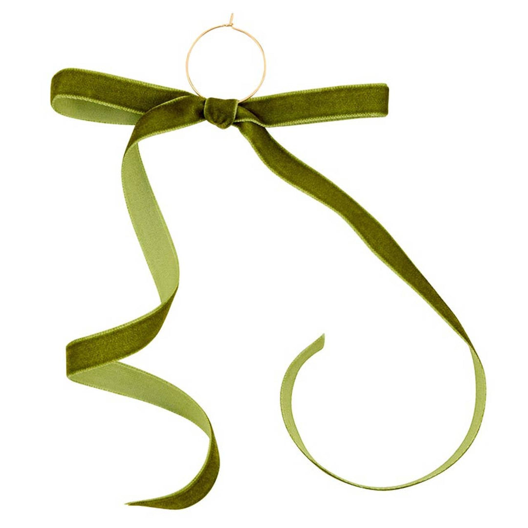 Velvet Bow Wine Charms - Green - Set of 6