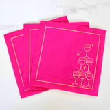 Cotton Cocktail Napkin Roll: Blush Bubbles (Vibrant Pink)