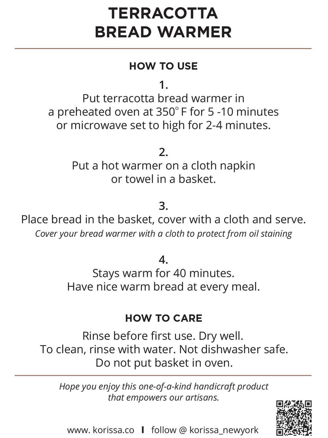 Handmade Bread Warmer & Wicker Basket - Flower