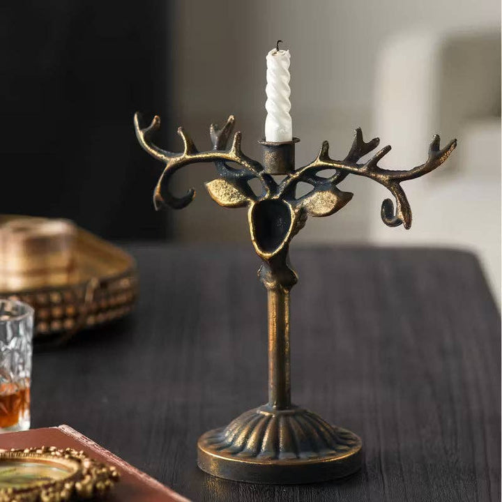 Antique Deer Antler Candle Holder