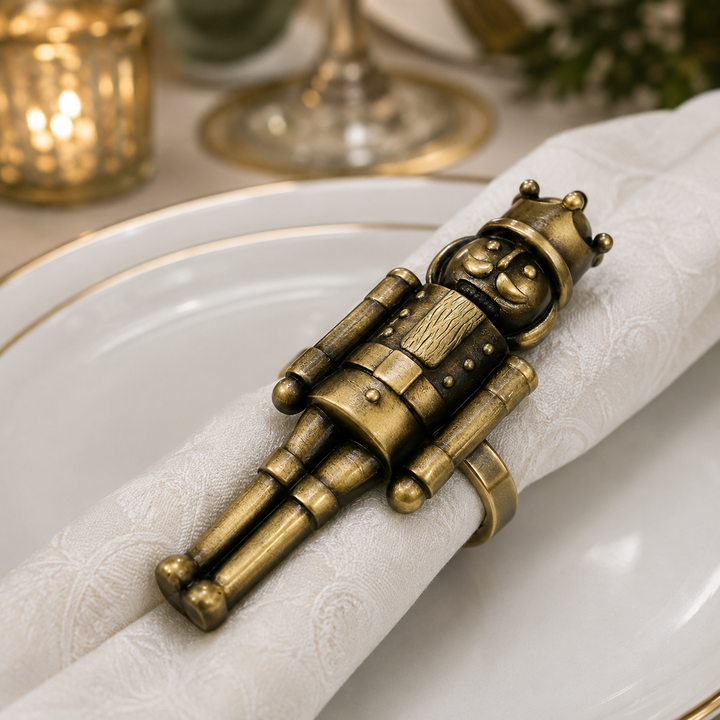 Bronze Nutcracker Napkin Rings – Set of 4