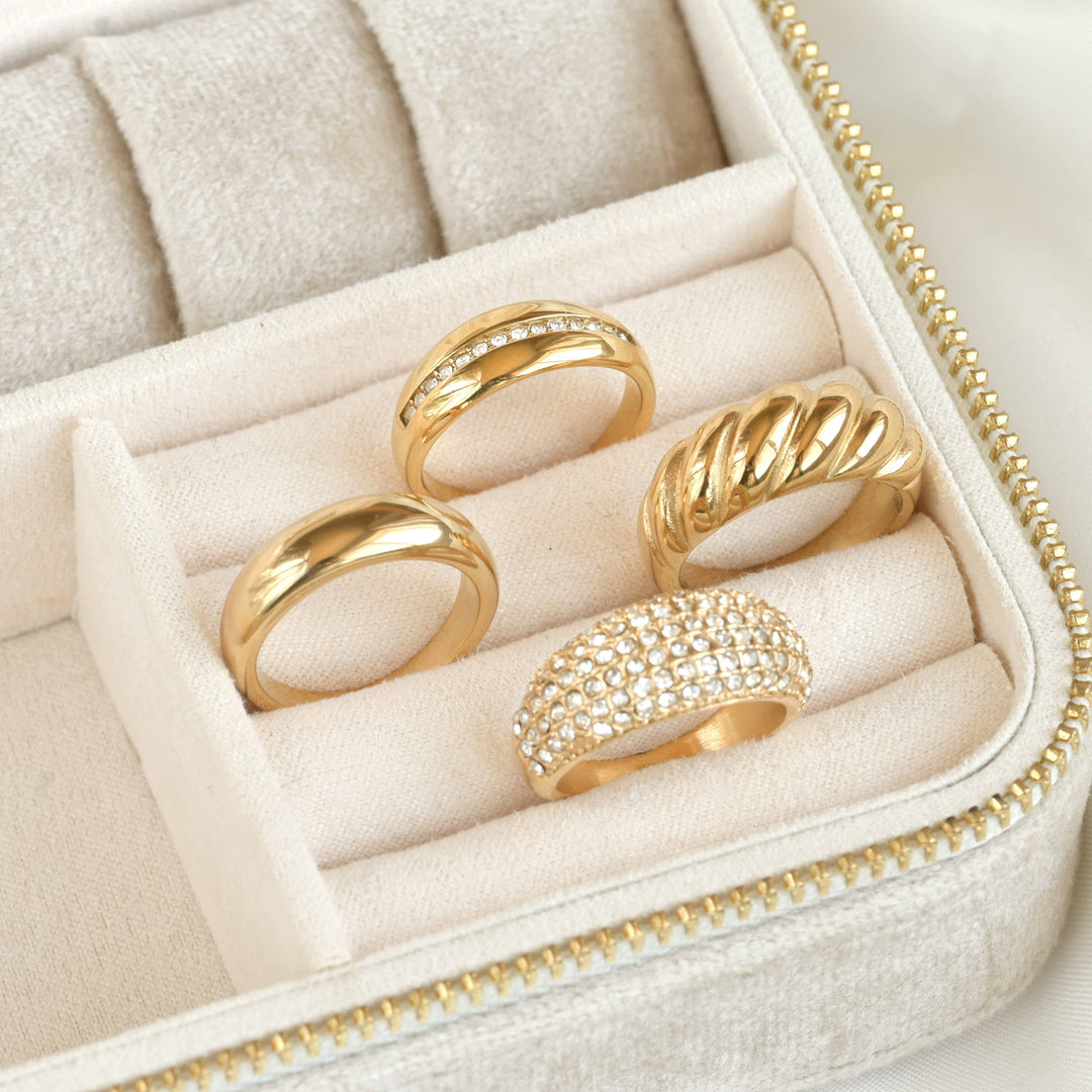 18k Gold Dome -Thin Dome Ring - Thick Band