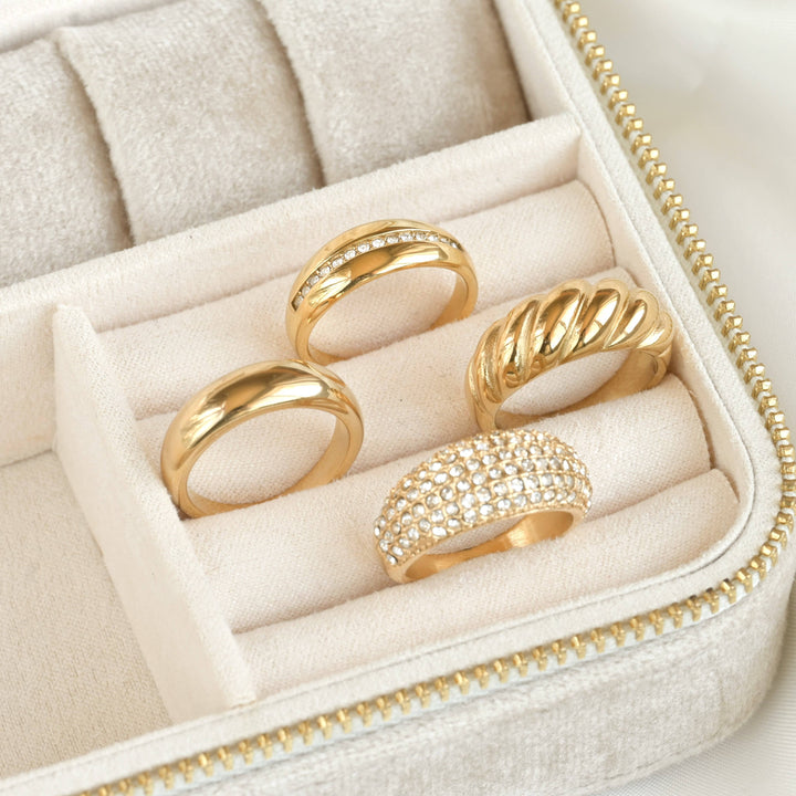 18k Gold Dome -Thin Dome Ring - Thick Band
