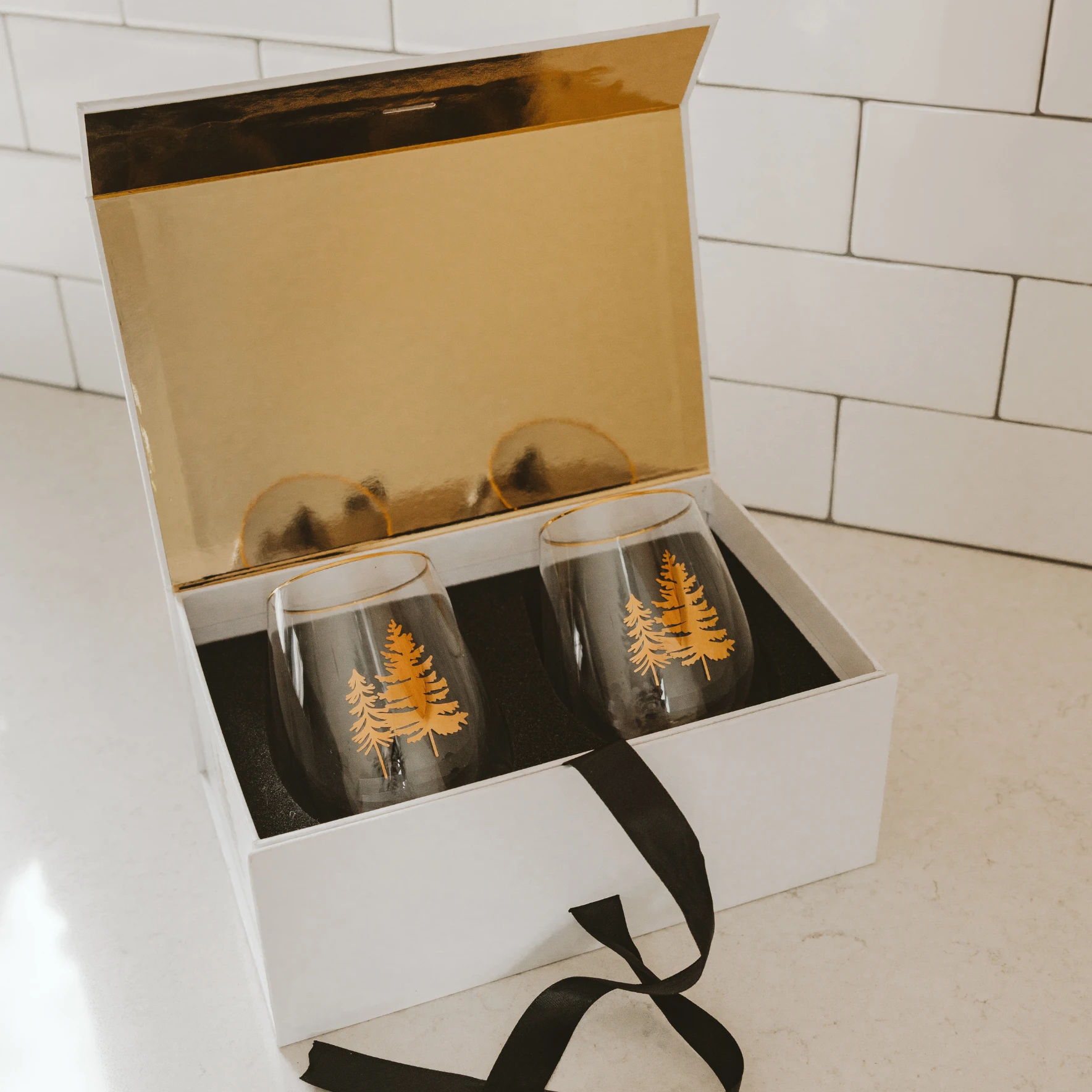 *NEW* Trees Stemless Wine Glasses, Boxed Set of 2