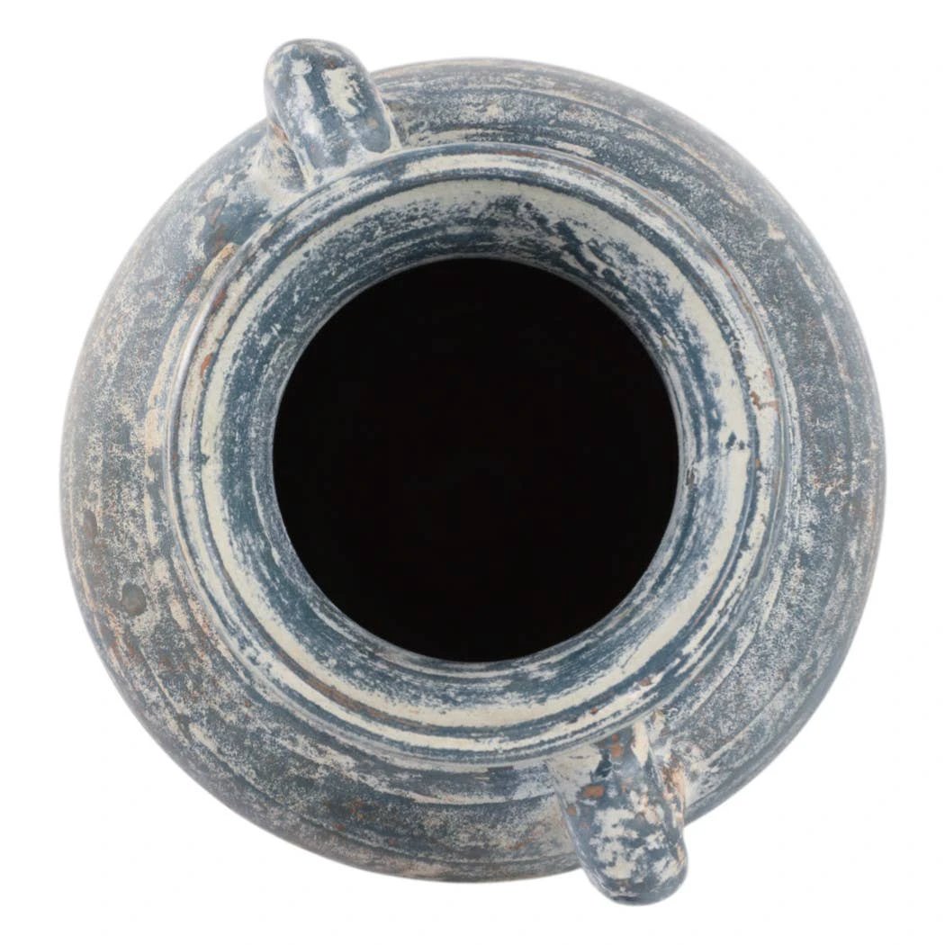 Decorative Vase - Blue/White Terracotta 2-Handle, 9.5 in Sagebrook Home
