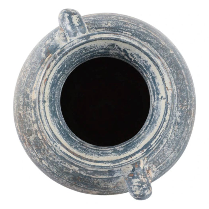 Decorative Vase - Blue/White Terracotta 2-Handle, 9.5 in Sagebrook Home