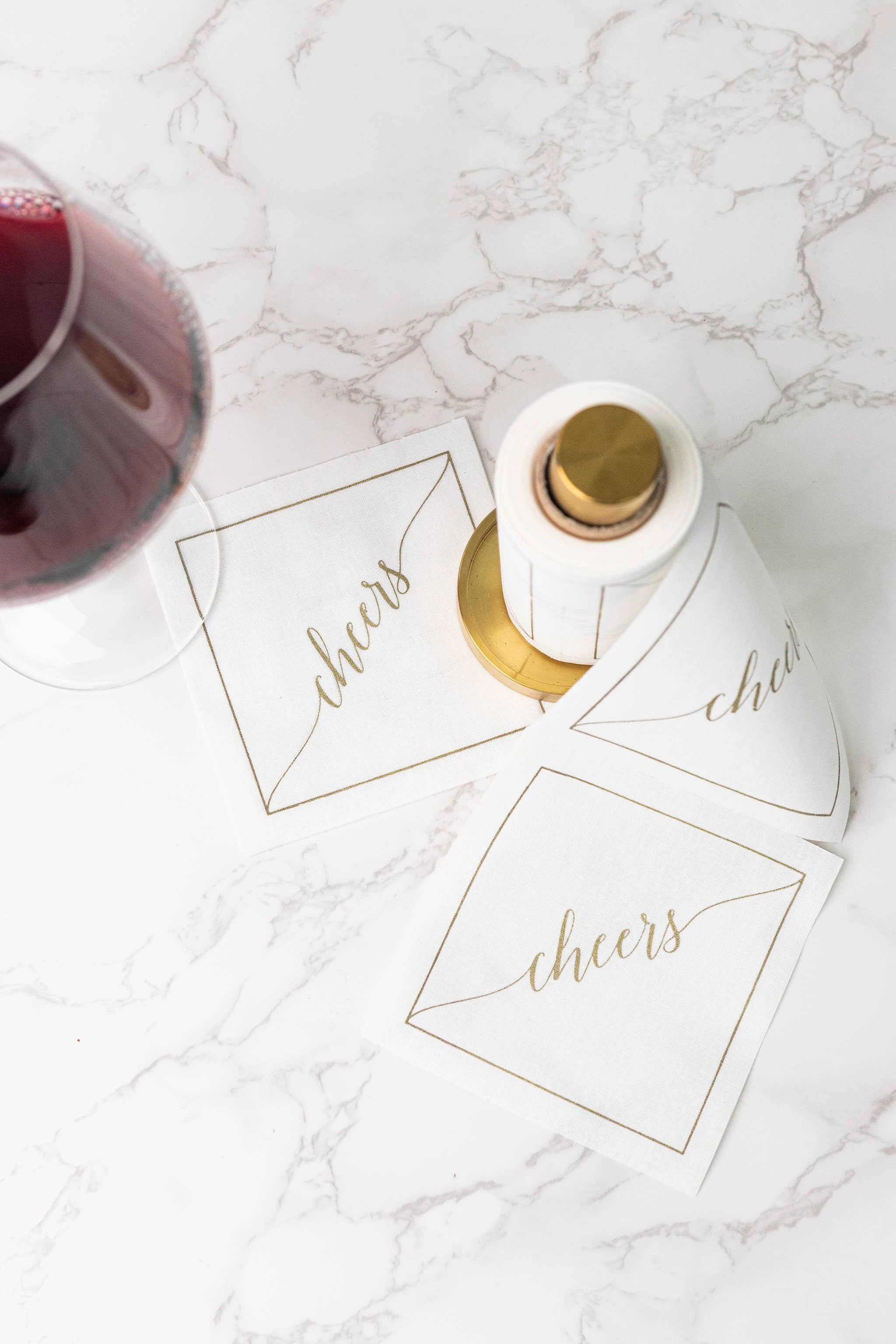 Golden Salute Cheers Luxury Disposable Cocktail Napkins