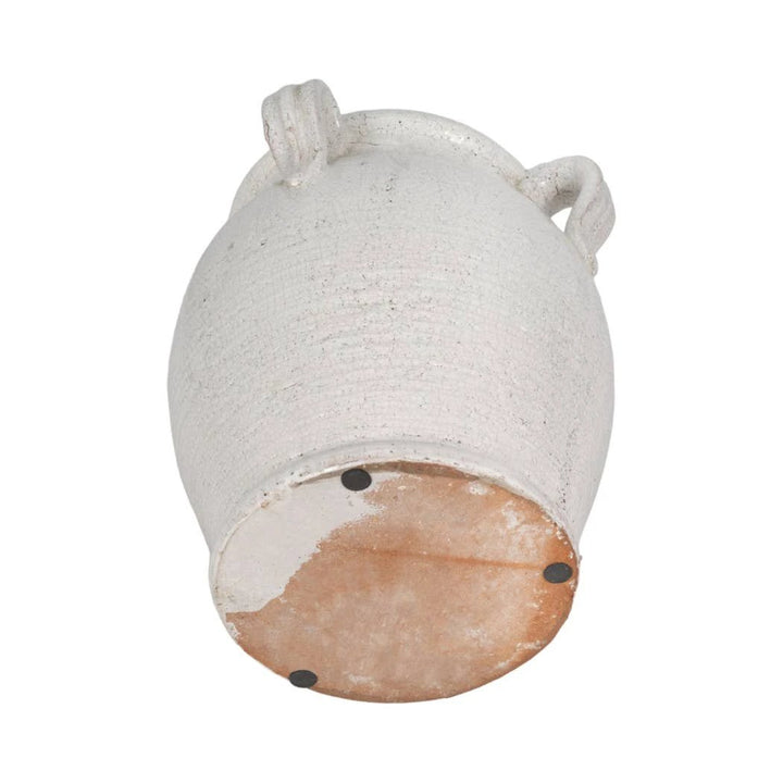 White 9 in. Terracotta Crackle Amphora Vase with Handles Sagebrook Home