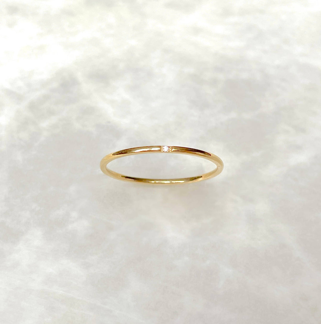 Dainty Gold Ring - Waterproof Thin Gold Band - Diamond Ring