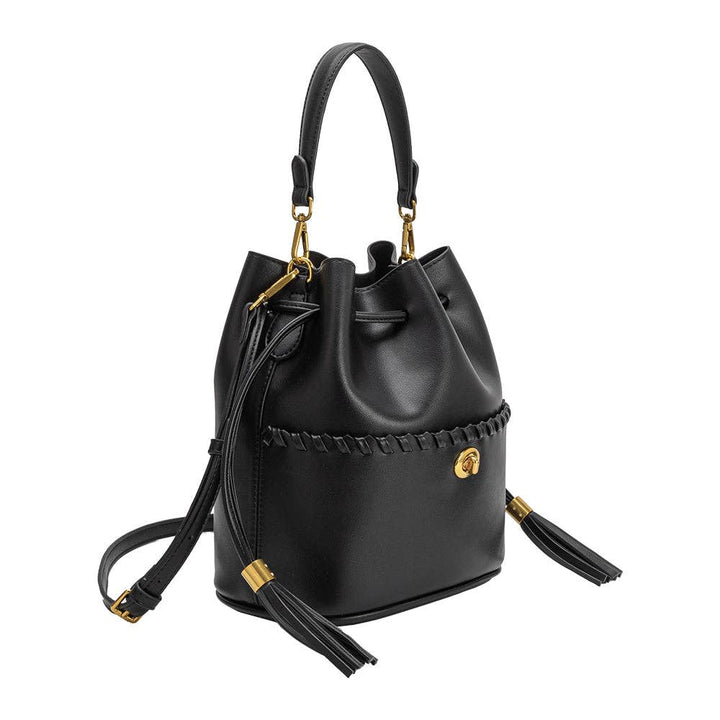 Janae Black Recycled Vegan Leather Top Handle Bag