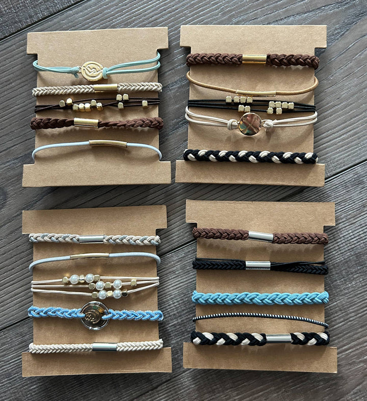 Hair Tie Bracelet Sets: Plain Gold