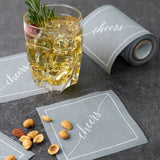 Cotton Cocktail Napkin Roll - Silver Fox White "Cheers" Entertaining Essentials