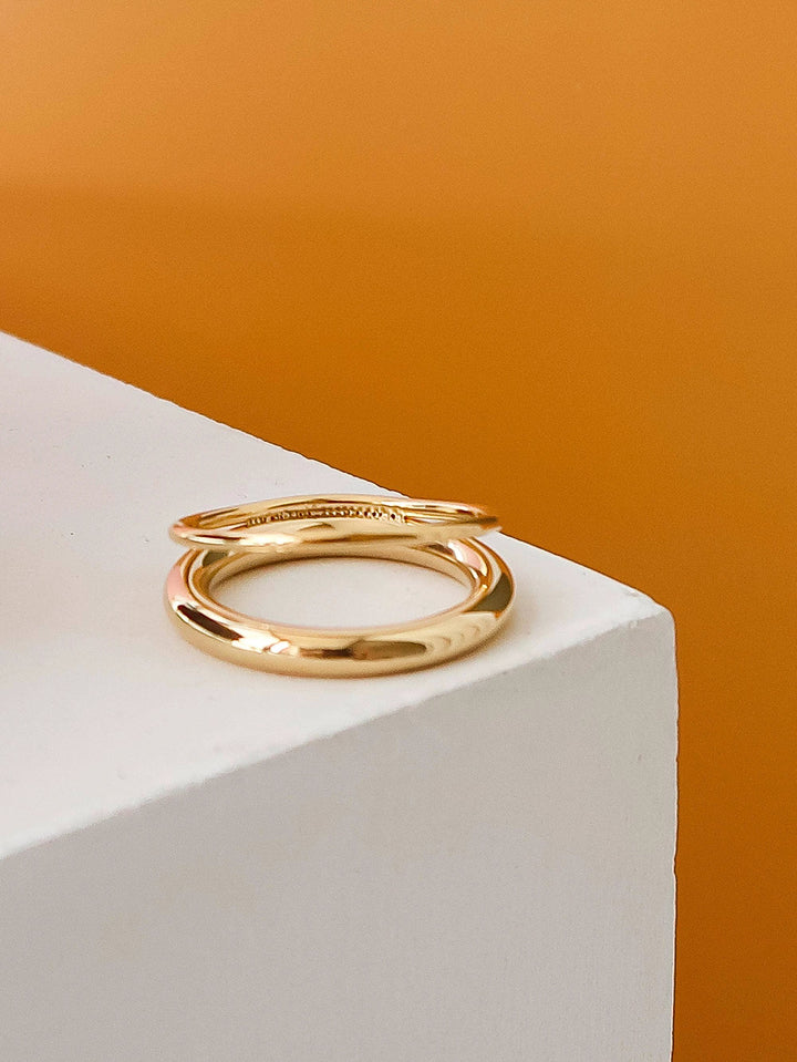 Harvey Double Band Ring - 18K Gold Non-Tarnish Stacking Ring