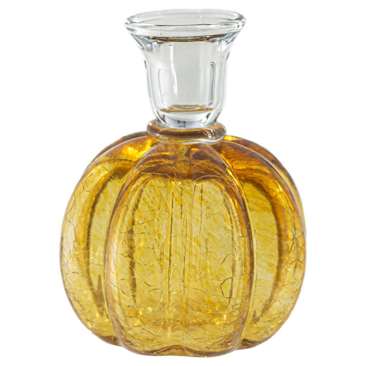 4.25" Round Umber Glass Pumpkin Candle Stick Fall