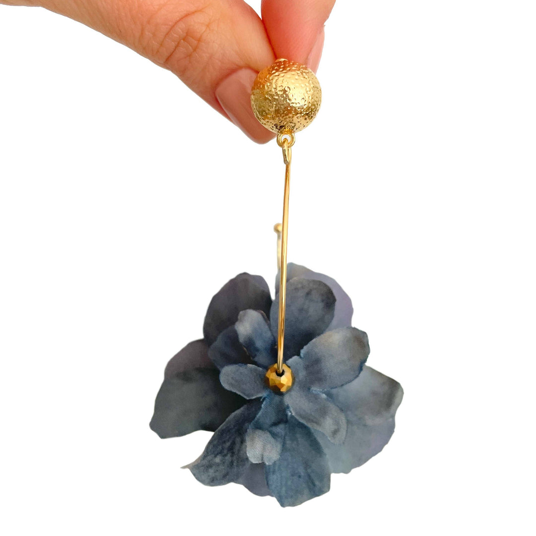 Gertrude's Flower Earrings ( Denim Blue )