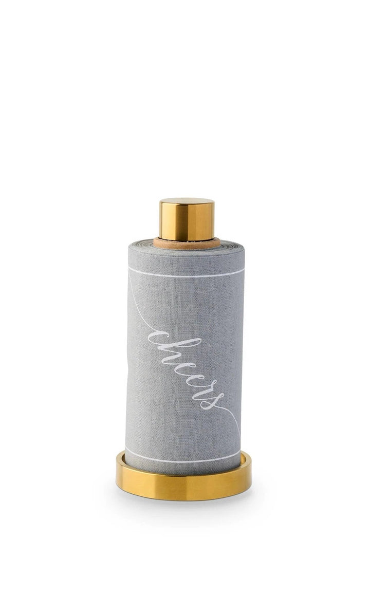 Cotton Cocktail Napkin Roll - Silver Fox White "Cheers" Entertaining Essentials Toasting With Tara