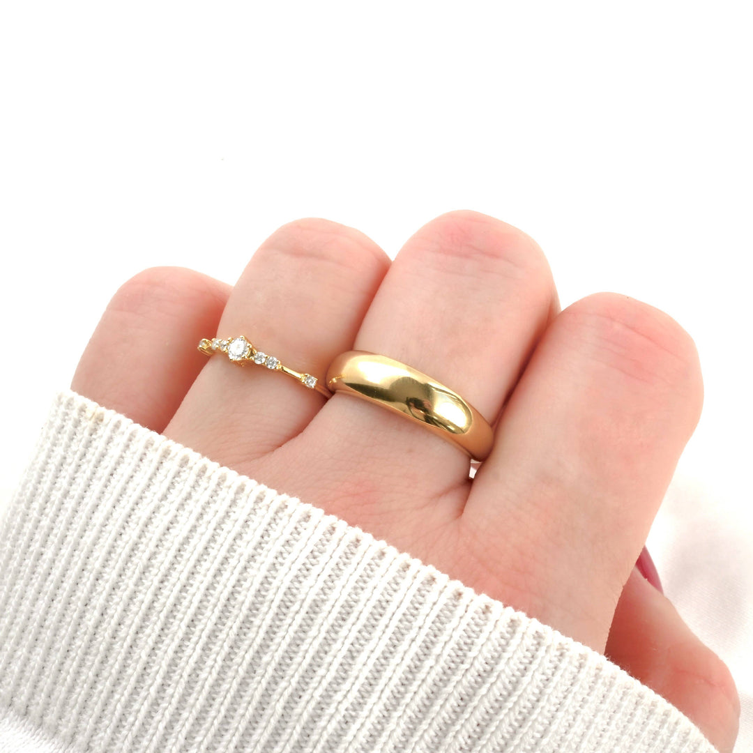 18k Gold Dome -Thin Dome Ring - Thick Band