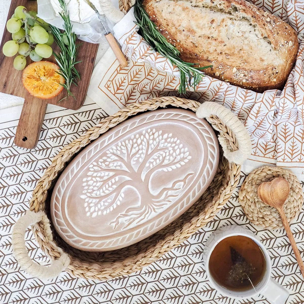 Handmade Bread Warmer & Wicker Basket - Tree of Life Oval KORISSA