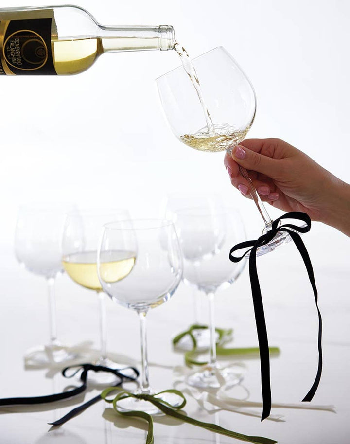 Velvet Bow Wine Charms - Green - Set of 6