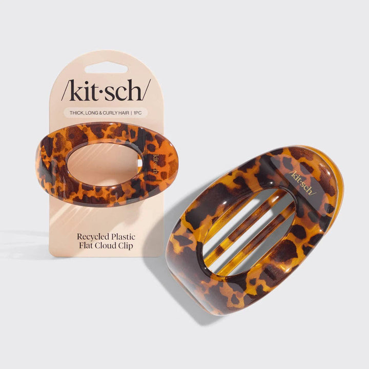 KITSCH Recycled plastic large flat cloud clip in tortoise shell, 2 pcs