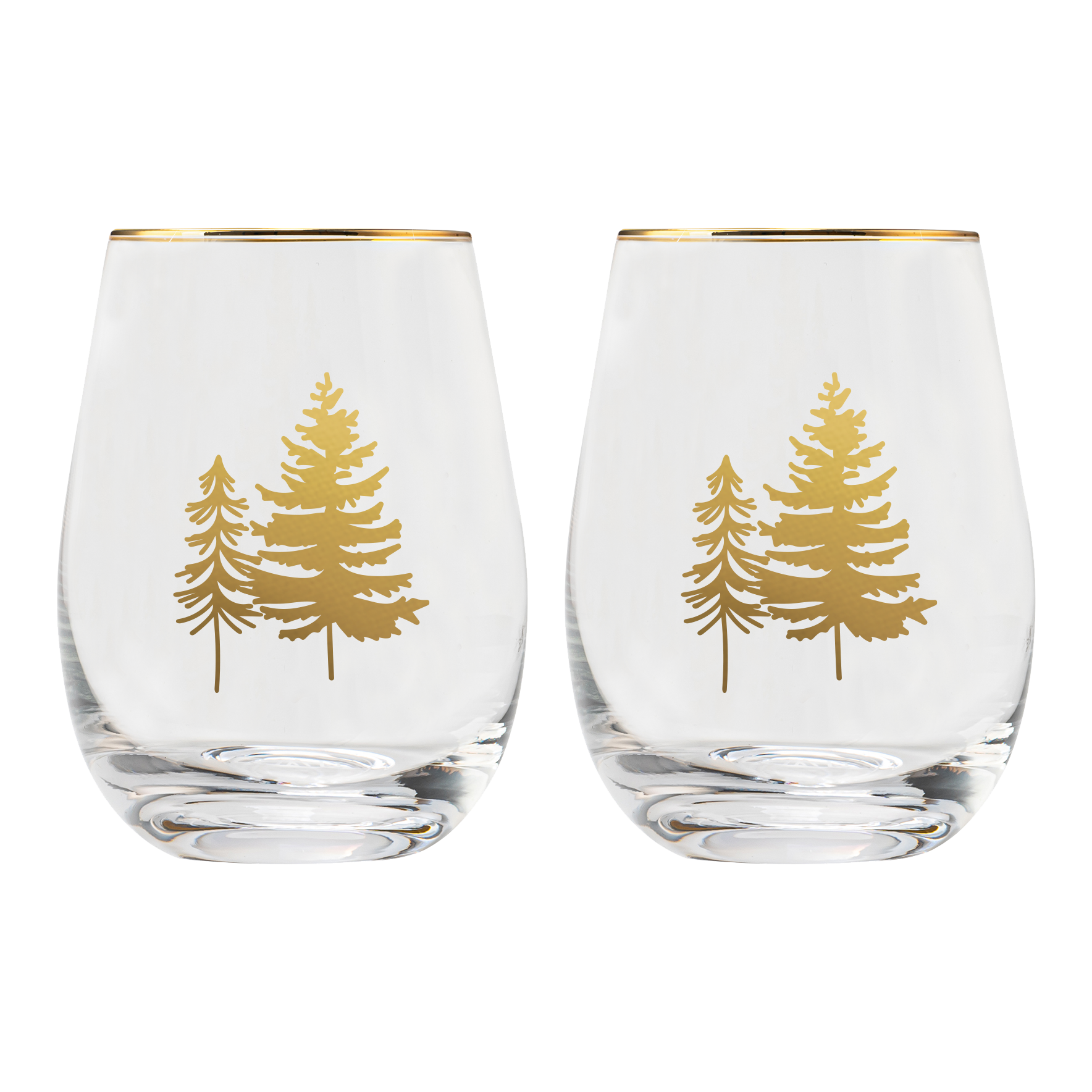 *NEW* Trees Stemless Wine Glasses, Boxed Set of 2