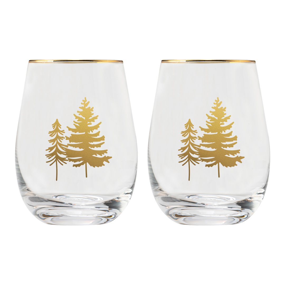 *NEW* Trees Stemless Wine Glasses, Boxed Set of 2