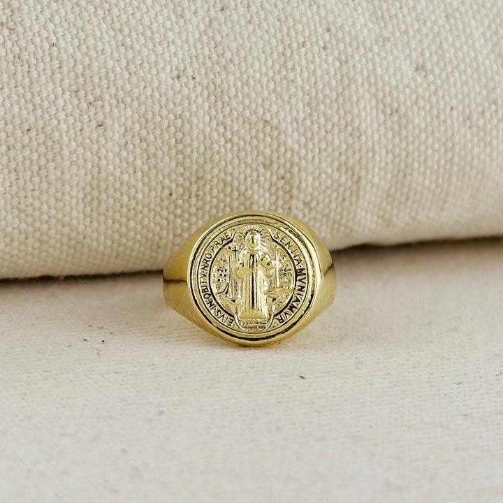 18k Gold Filled Saint Benedict Signet Ring