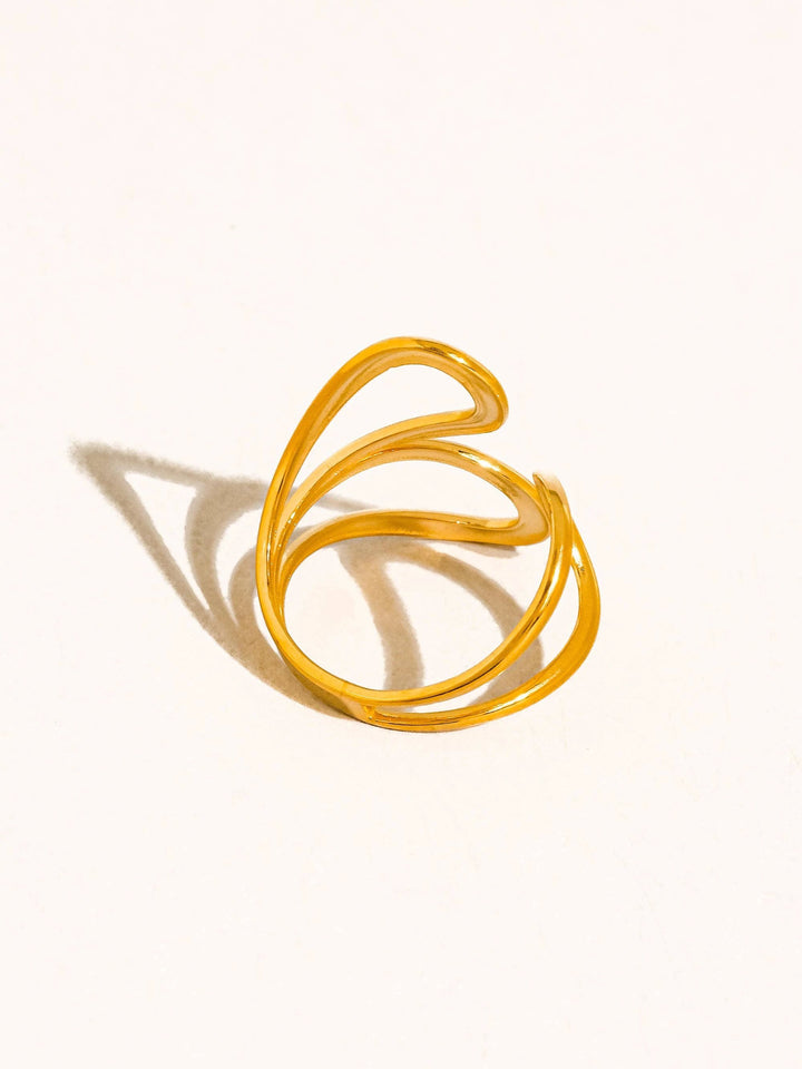 Parvella 18K Gold Non-Tarnish Abstract Swirl Ring Flânerie by MAIQ